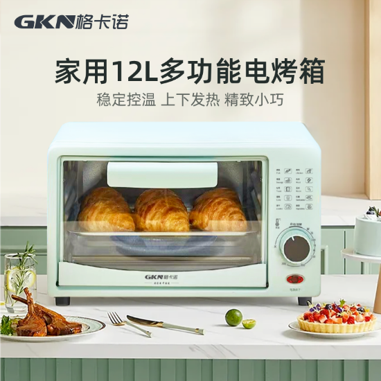 图片 电烤箱12L浅水绿双层温控手动开关电烤箱